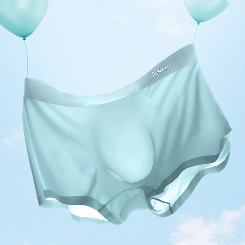 3pcs Summer Ice Silk Men's Underwear Lightweigh Seamless Man Underpants Boxers Antibacterial Boxer Shorts Male Underwear