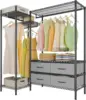 L20 L Shaped Garment Rack Corner Adjustable Clothing Rack Heavy Duty Coat Rack with 4 Fabric Drawers, Black 1