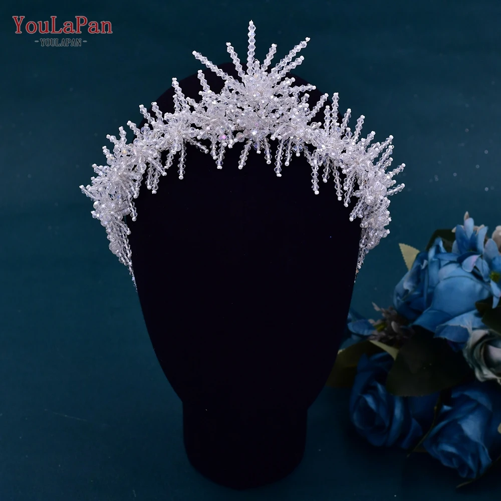 TOPQUEEN HP488 Crystal Wedding Crown Bridal Tiara Women Headband Wedding Hair Accessories Handmade Bride Headwear Hair Ornaments