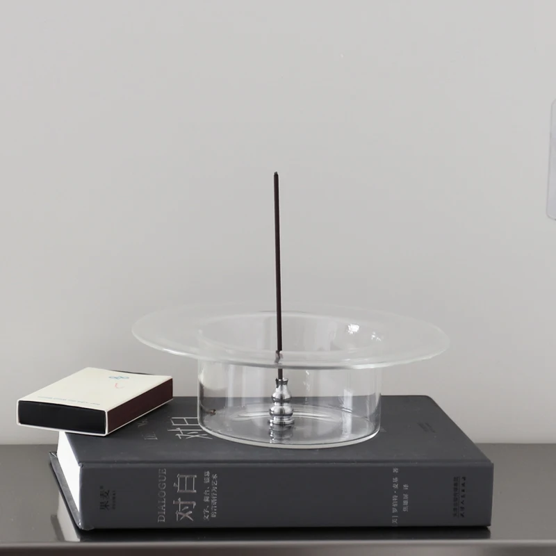 WULIHOME Glass Stainl Steel Incense Holder Tea House Aosphere Desktop Decoration Yoga Tea Room Ambiance Glass Stand