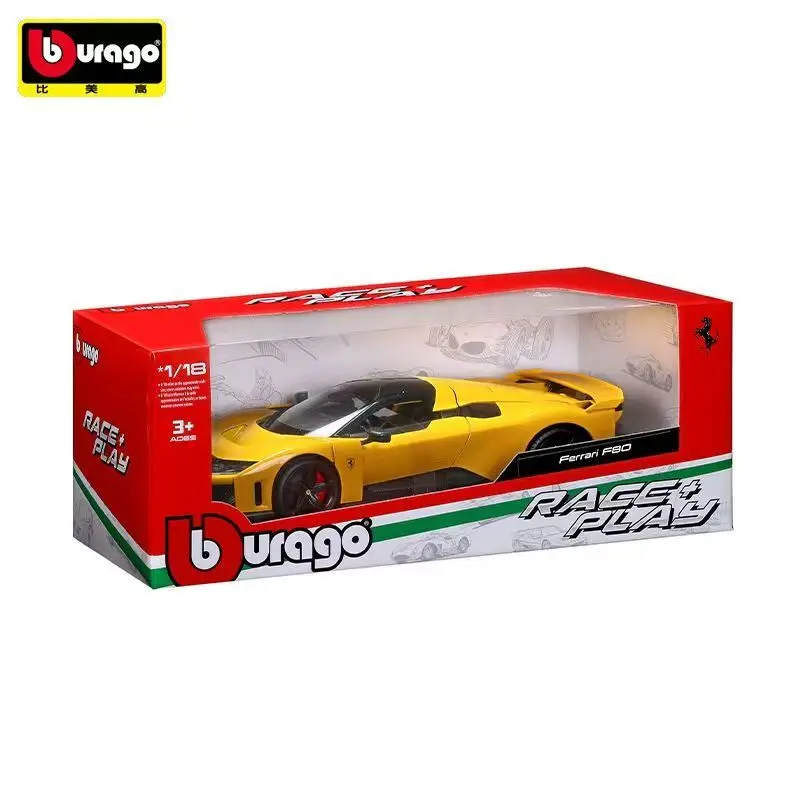 새로운 재고 있음 Bburago 1:18 페라리 F80 시그니처 버전 포장 금속 레드 화이트 합금 미니어처 다이캐스트 모델 장난감 선물