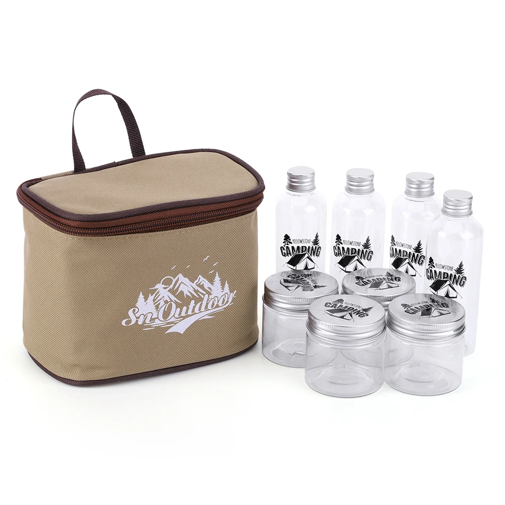 8Pcs Camping Seasoning Bottle Set with Storage Bag Spice Containers Camping Spice Kit for Outdoor Travel BBQ Picnic