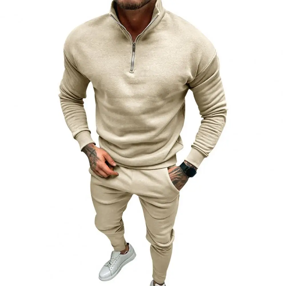 

Mens Winter Plush Thick Zip Up Collar Pullover Top Tracksuits 2 Piece Outfit Sweat Suit Drawstring Pants Casual Athletic Sets