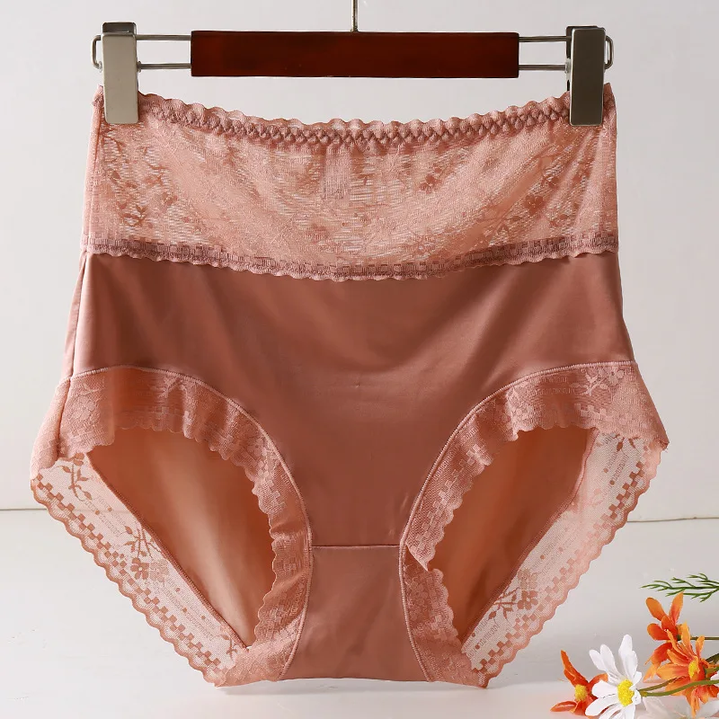 Plus Size Satin Panties Women's New Sexy High Quality Satin Transparent  Mesh Women Underwear No Trace Big Briefs Large Sizes