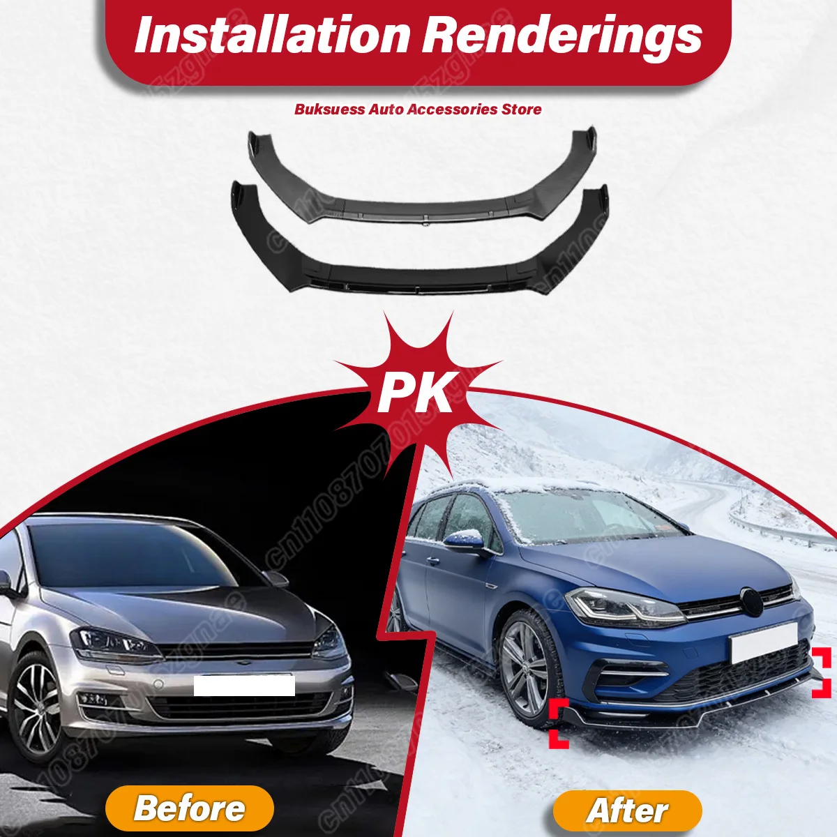폭스바겐 골프 MK7/7.5 GTI 7 R-Line 2012 2013 2014 2015 2016 2017 2018 2019 2020 자동차 프론트 범퍼 스포일러 립 스플리터 키트