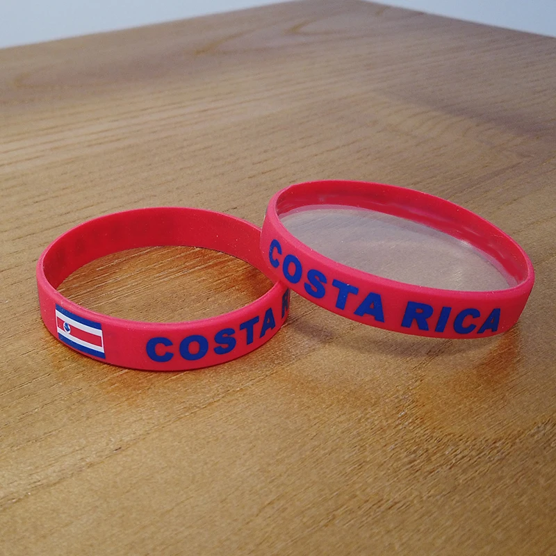 2pcs Costa Rica National Flag Wristbands Sports Silicone Bracelet Rubber Band Patriotic Commemorative Fashion Accessory