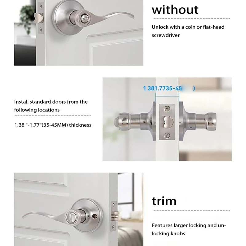 Door Handle with Keyed Entry & Reversible Levers For easy installs Door Handle Set