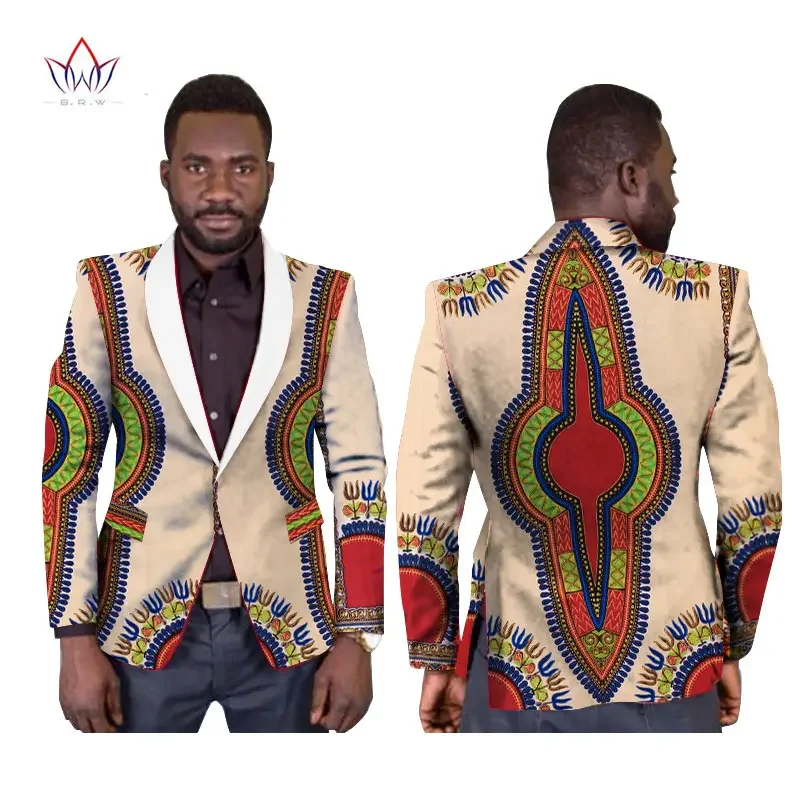 Men Blazer Jacket Single Button Regular Coat Suits African Dashiki Men Print Outwear African Mens Clothes High Quality WYN169