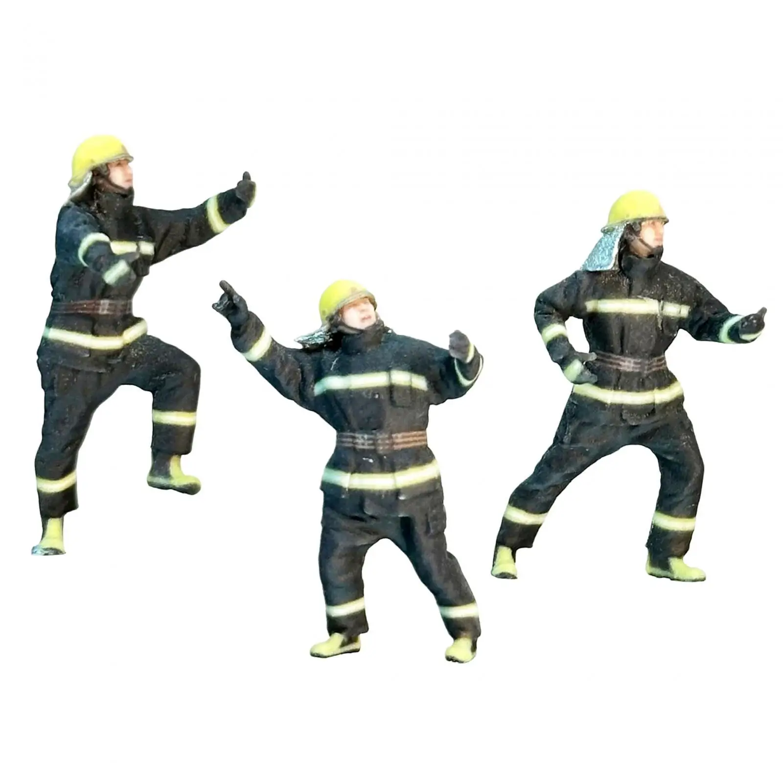 

3Pcs Firefighter Model Collection Hand Painted Model Trains People Figures for Diorama Miniature Scene Photography Props Layout