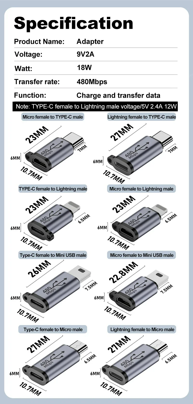 10/5/2/1pc USB Typ-C Adapter Typ C Zu IOS Zu Micro Zu Mini USB Buchse auf Stecker Konverter Für Xiaomi Samsung Ladegerät Datenkabel – Detail 6