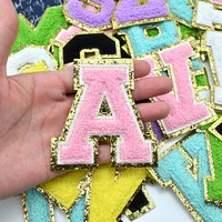 Buy Embroidered Name Chenille Letter Patches A-Z Pink Alphabet Patch For Clothes Bags T-shirt Iron On Applique Accessories Online - Image 3