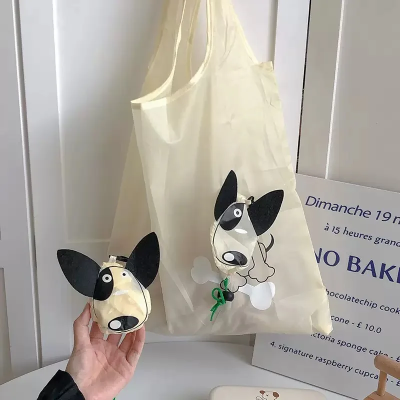 Foldable Portable Eco-Friendly Large Capacity Cartoon Dog Shopping Bag