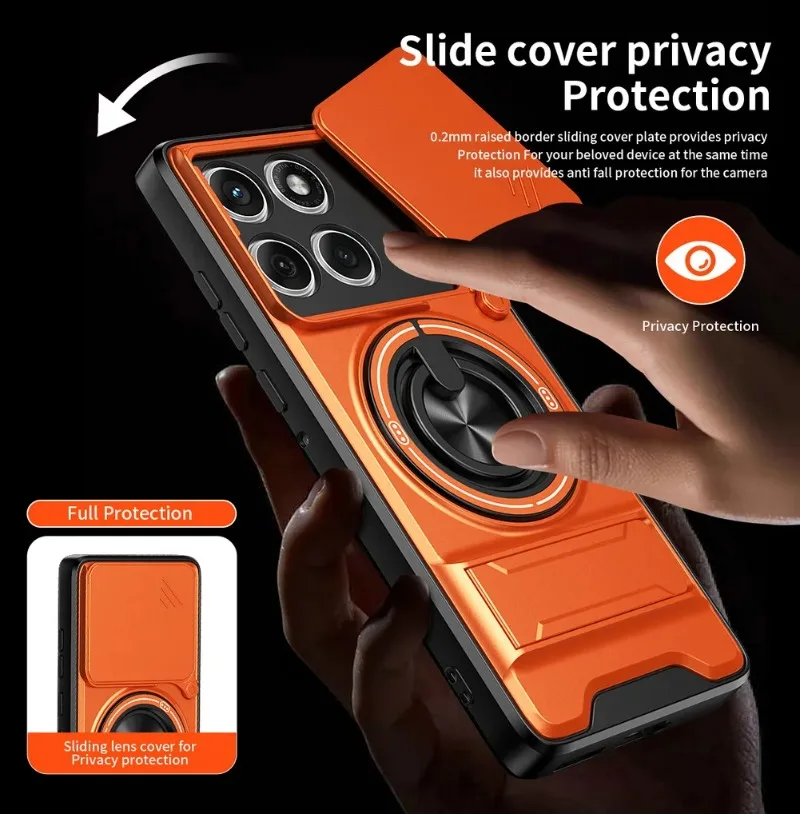 Sleek Magnetic Car Holder Case with Slide Lens Camera Protection Cover