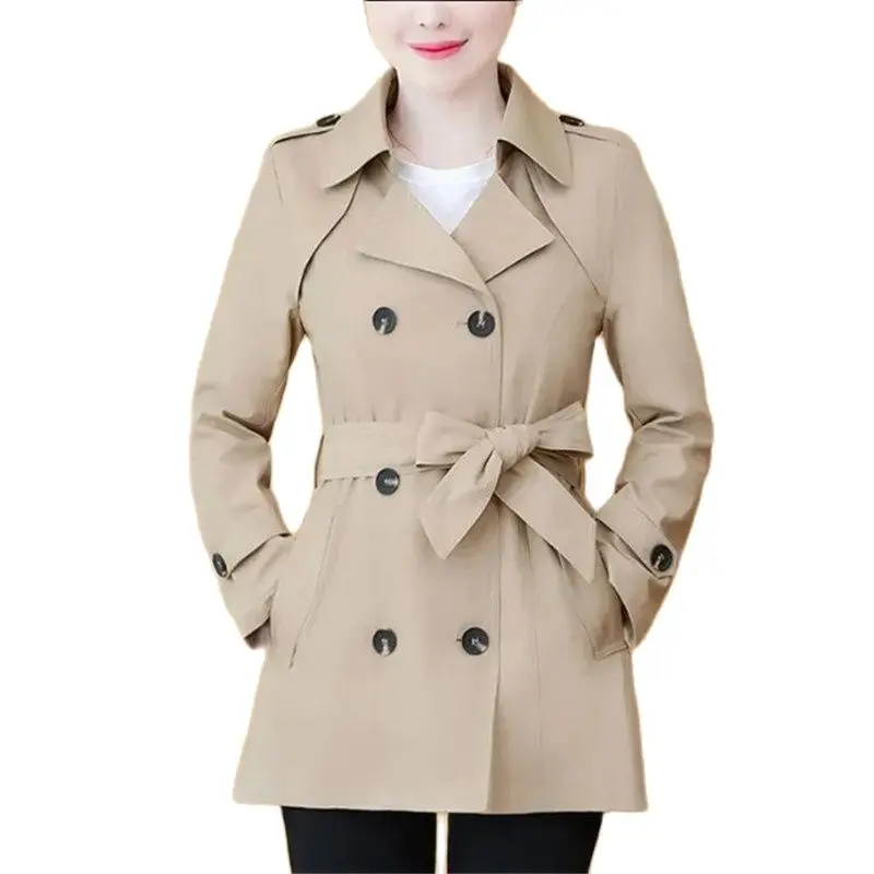 

Женский свободный тренчкот с отложным воротником, однотонная ветровка с поясом, весна-осень 2024