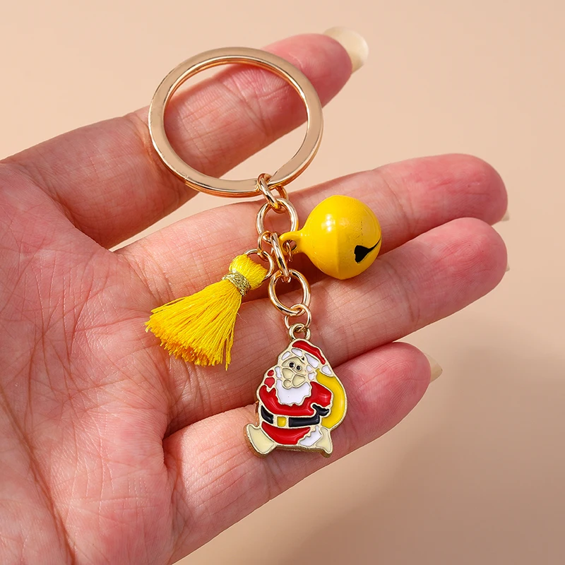 Leslie Fashion Ring Bell Weihnachts-Schlüsselanhänger, niedlicher Weihnachtsbaum, Schneemann, Weihnachtsmann, Schneeflocke, Schlüsselanhänger, Neujahr, Schmuck, Geschenke – Detail 10