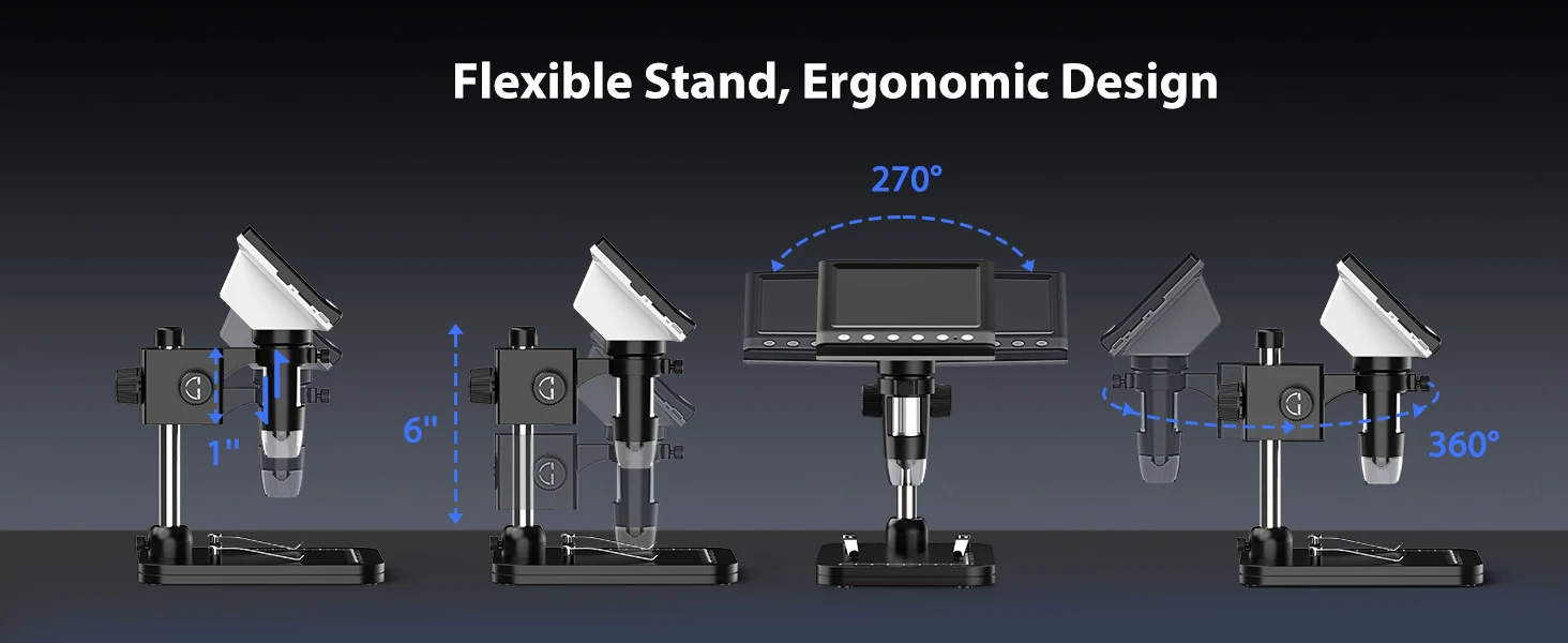 4.3'' IPS Coin Microscope 1000X Magnification Digital Microscope for Adults 8 LE