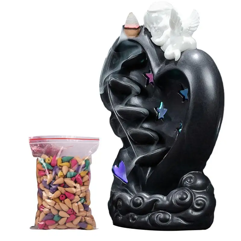 

Incense Cone Burner Ceramic Censer With 50 Incense Cones And Led Lights Table Ceramic Ornaments For Hotel Sauna Angel Yoga