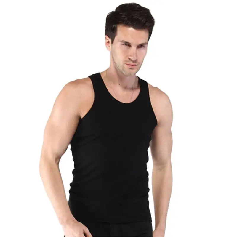 Men's Pure Cotton Undershirt Solid Color Seamless Close-fitting Broad Shoulders V Neck Vest Comfortable T-shirt men underwear men cotton vest