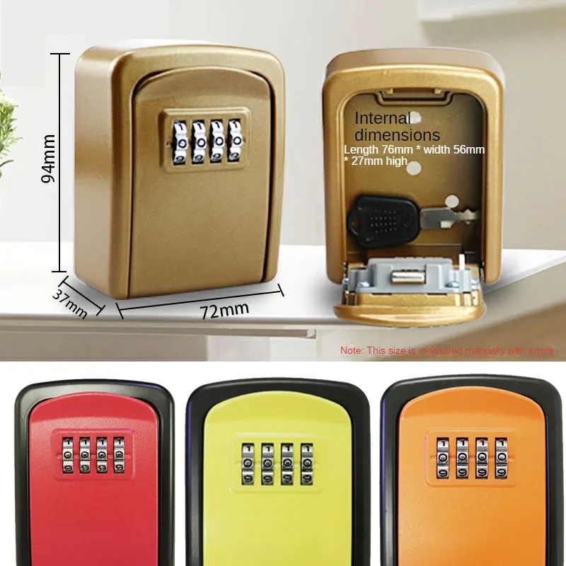 Mini Password Key Box 4 Digital Combination Password Lock Door Metal Outdoor Wall Mount Anti Theft Safe Lock Box for Home Office