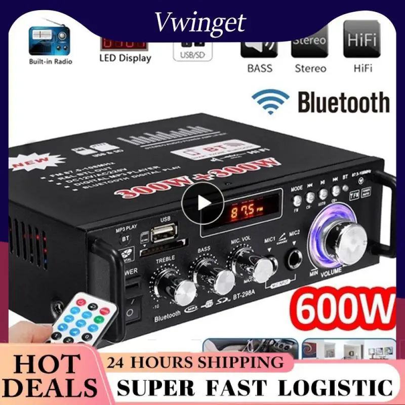 

Amplifier for speakers 300W+300W 2CH HIFI Audio Stereo Power AMP USB FM Radio Car Home Theater Remote Control