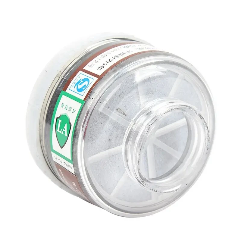 Cartouche filtrante 40mm détaillée, compatible avec masque à gaz, pour protection contre vapeurs et poussières.