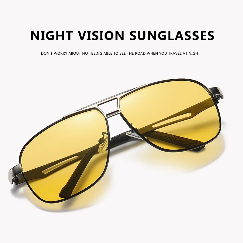 Night Vision Sunglasses for Men Women Polarized Metal Frame Sun Glasses Male Photochromic Glasses Day and Night Googles UV400