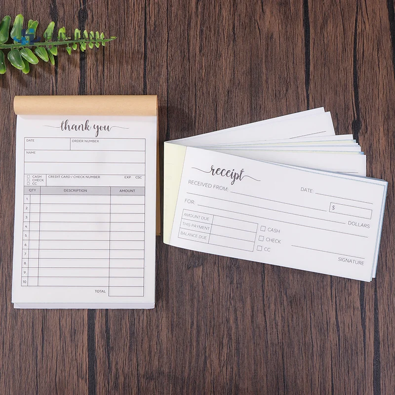 Carbonless Paper Receipt Book with Thank You Design - Small Business Sales and Invoice Notebook (50 Duplicate Sets)