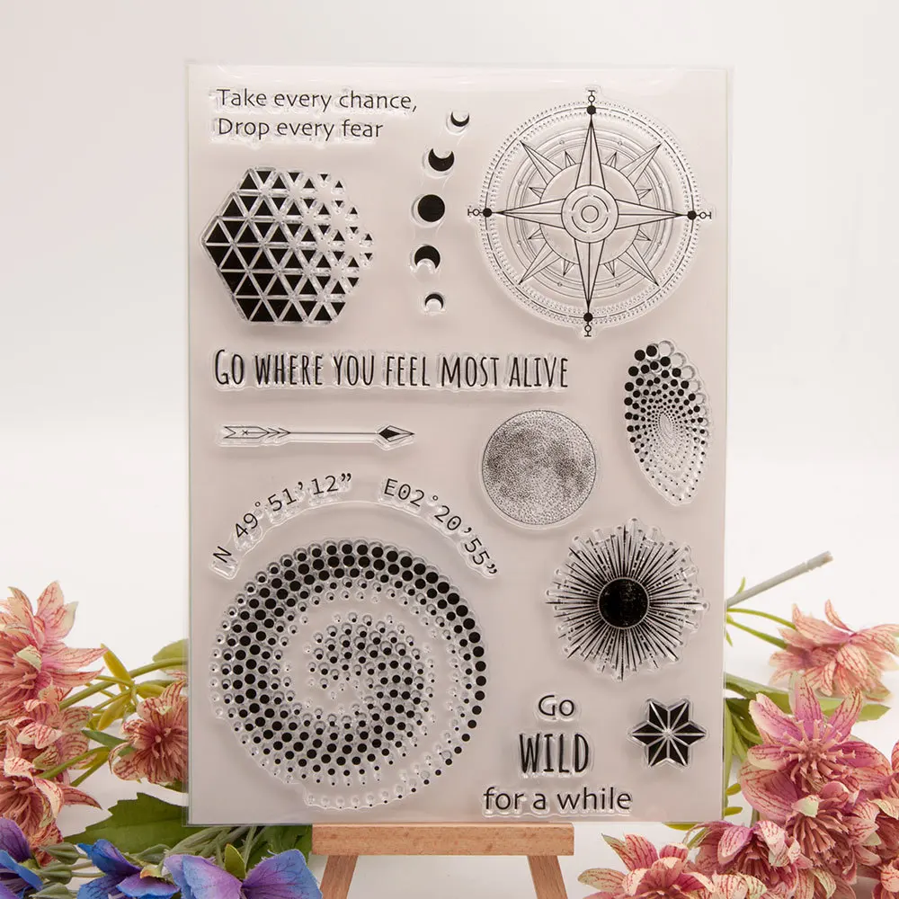 

Compass Moon Transparent Clear Silicone Stamp for Seal DIY Scrapbooking Photo Album Decorative Clear Stamp Sheets