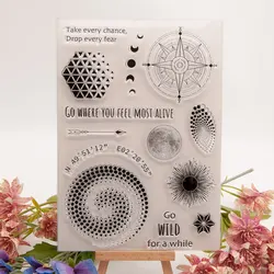 Compass Moon Transparent Clear Silicone Stamp for Seal DIY Scrapbooking Photo Album Decorative Clear Stamp Sheets