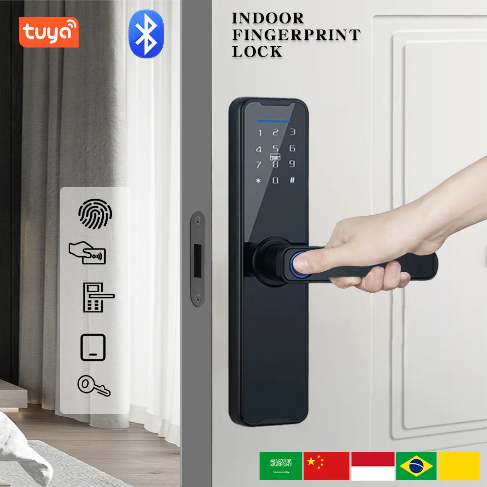 قفل ذكي يعمل بالبصمة و كلمة السر قفل رقمي كهربائي بدون مفتاح باب أمان