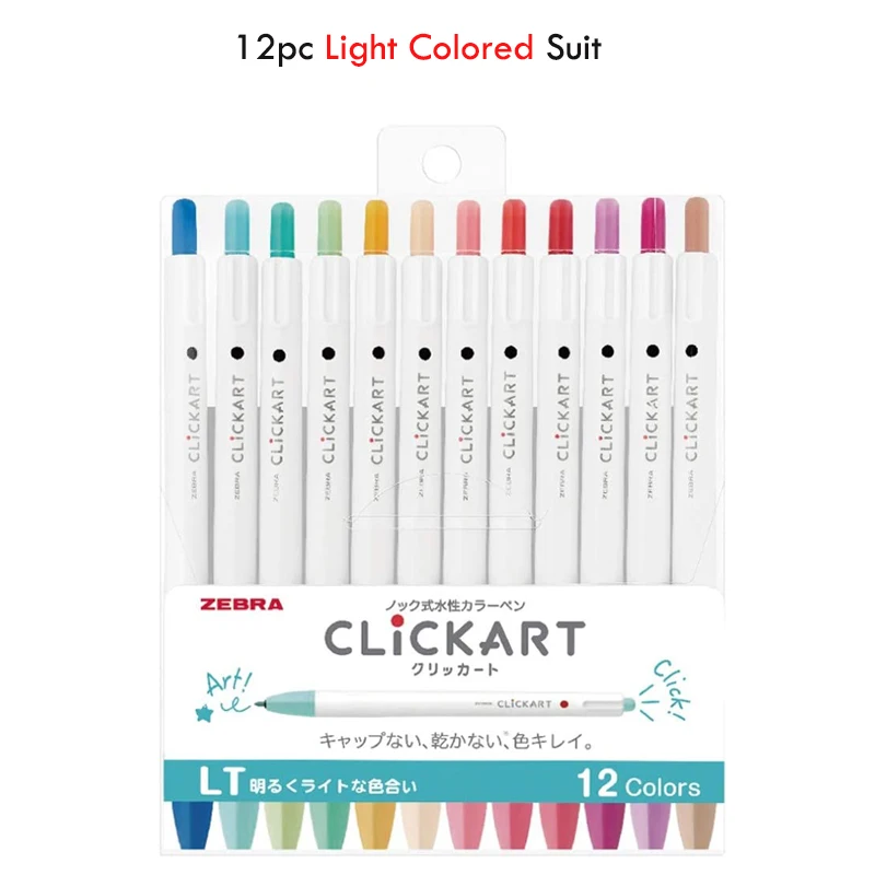 Japan ZEBRA Clickart Push-type Watercolor Pen 12/36 Color Set WYSS22 Color  Hand Account Painting Anti-dry Fluorescent Marker Pen - AliExpress