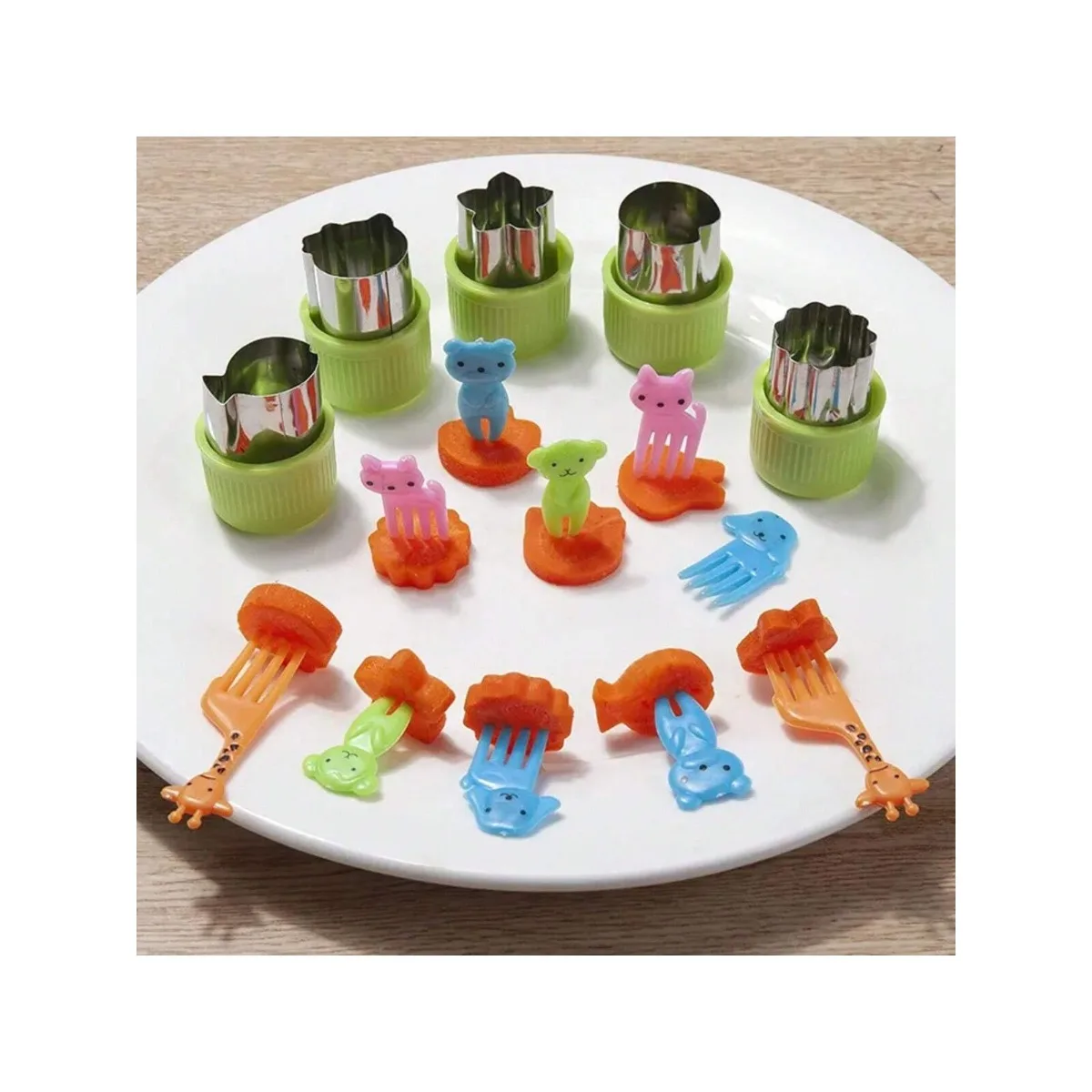 Food toothpicks 30/38Pcs Animal Food Selection Reusable Cartoon Animal Fruit Food Toothpicks Fruit Salad Fork Bento Box Accessories