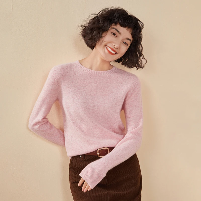Women's pullover autumn/winter 100% pure cashmere sweater casual knitted sweater round neck loose Tops basic versatile Blouse - Image 4