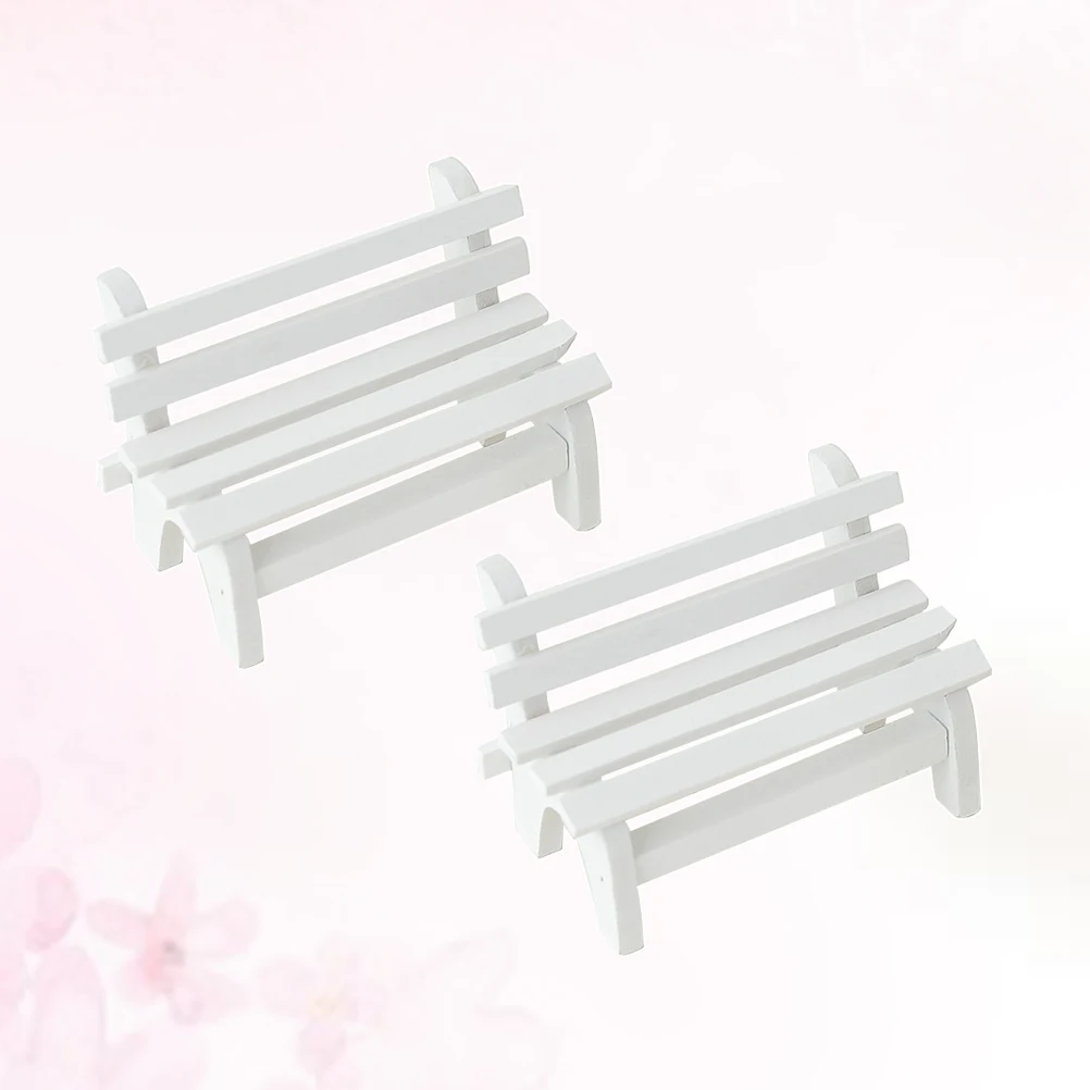 【Wireless】 3 PCS Small Wooden Chair Banc Bench Chairs Garden Model Maniature Mini Decorate Benches.