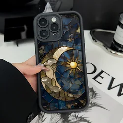 Celestial Moon & Sun Design Silicone Phone Case - Soft Protective Cover - iPhone 12 Pro (XKH - 1)