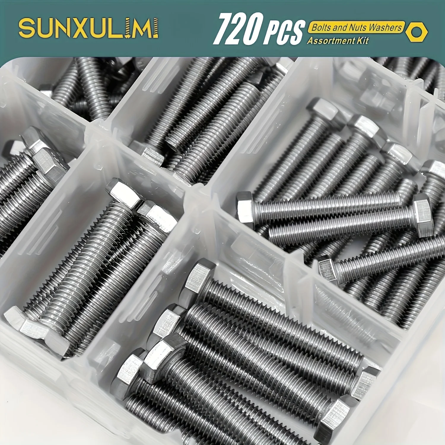 720PCS 1640PCS M4 M5 M6 Bolts and Nuts Assortment Kit 304 Stainless Steel(18-8) Hex Screws Nuts & Washers