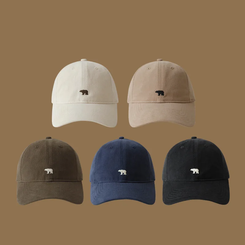 

Big brimmed duckbill cap, polar bear embroidered baseball cap, wide brimmed neutral sun protection cap