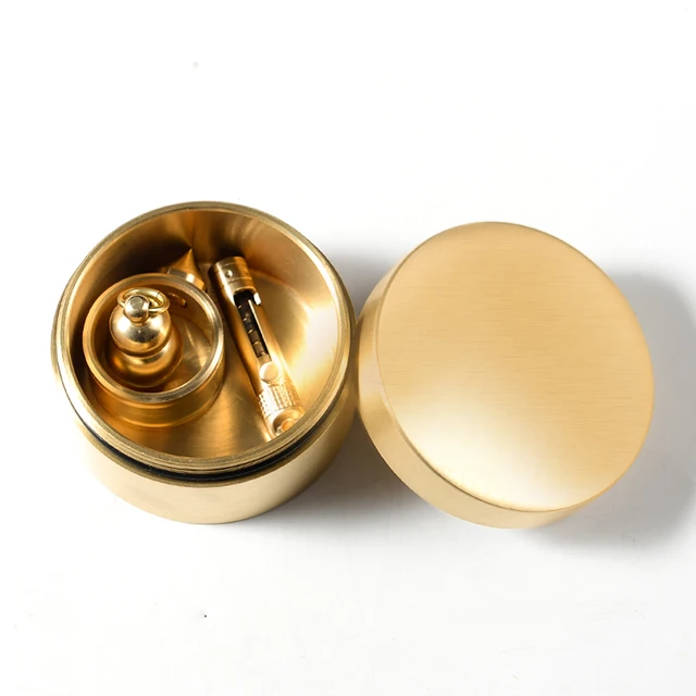 Sárgaréz Kültéri Lezárt Vízálló Doboz Kerek Fedéllel Porporral, Nedvességálló Tabletta Fém Ékszerek Ezüstérme Tea Tárolódoboz - Image 3