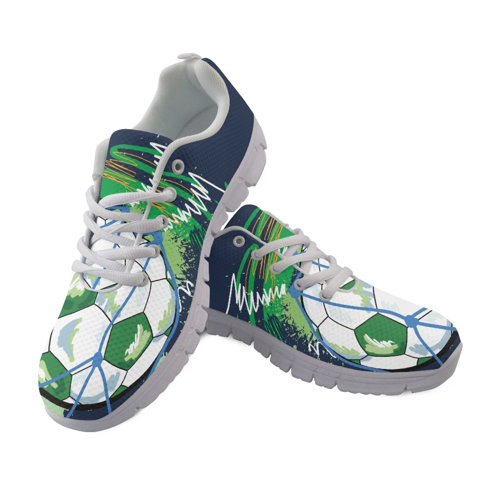 Yikeluo 2022 Casual Lace up Mesh Sneakers Male Football Frint Flat Shoes Breathable Casual Running Shoes Sport Footwear for Men