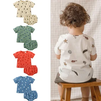 Summer Essentials Kid Newborn Baby Boys Girls Clothes Suit Short-Sleeve O-neck Top Shirt Shorts Cotton Infant Outfits 2 Pcs Set