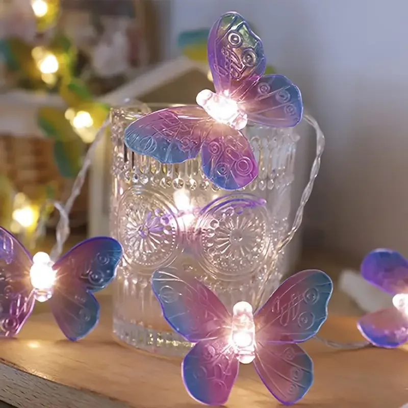 6M 40LEDS Indoor Butterfly String Lights Fairy Night Lamp Room Garland Curtain Girls Brithday Wedding Party Decoration Lights