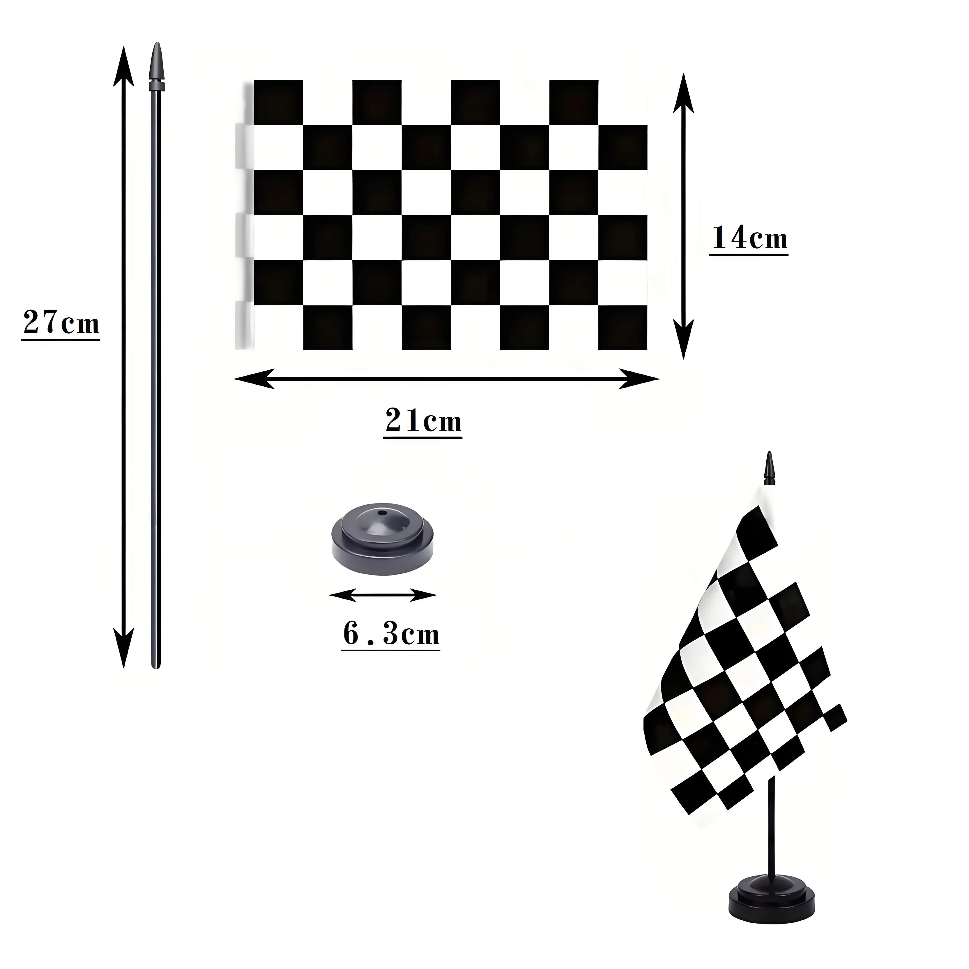 14*21cm Racing Karierte Flaggen Schwarz Weiß Kariert Tisch Schreibtisch Flaggen Racing Thema Dekorationen – Detail 5