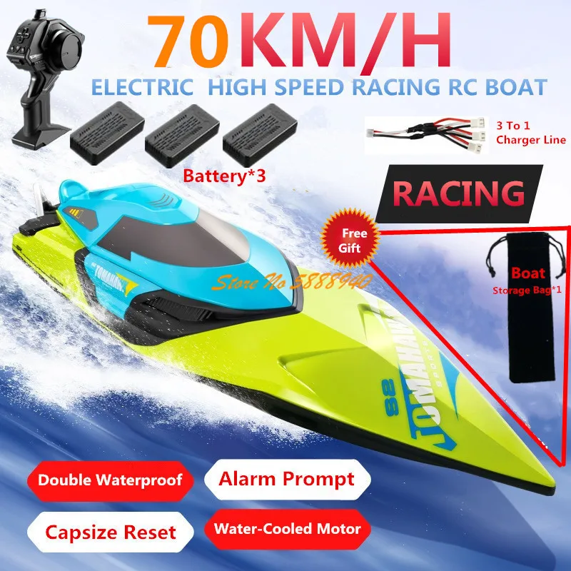 Bateau RC rapide 30km/h avec 2/3 batteries, jouet étanche pour enfants