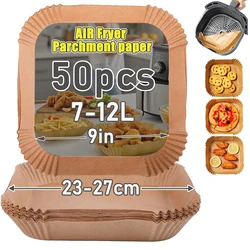 Square Air Fryer Paper Liners for Large Capacity Air Fryers (23 - 27cm 50pcs)
