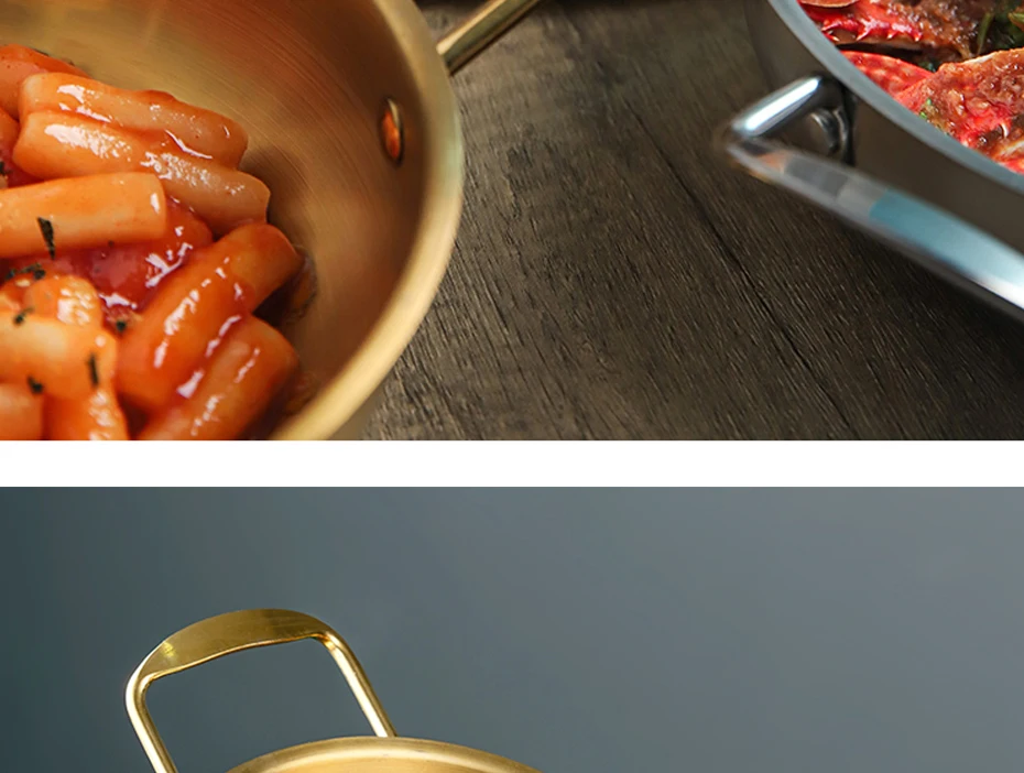 Golden Noodle Pot Korean Style Stainless Steel Soup Pot Gas Induction Pot 20 Cm