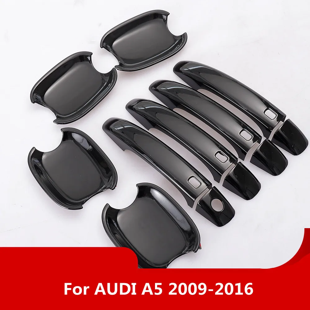 

Glossy Black Car Door Handle Bowl Sticker Cover for AUDI A5 2009 2010 2011 2012 2013 2014 2015 2016 Styling