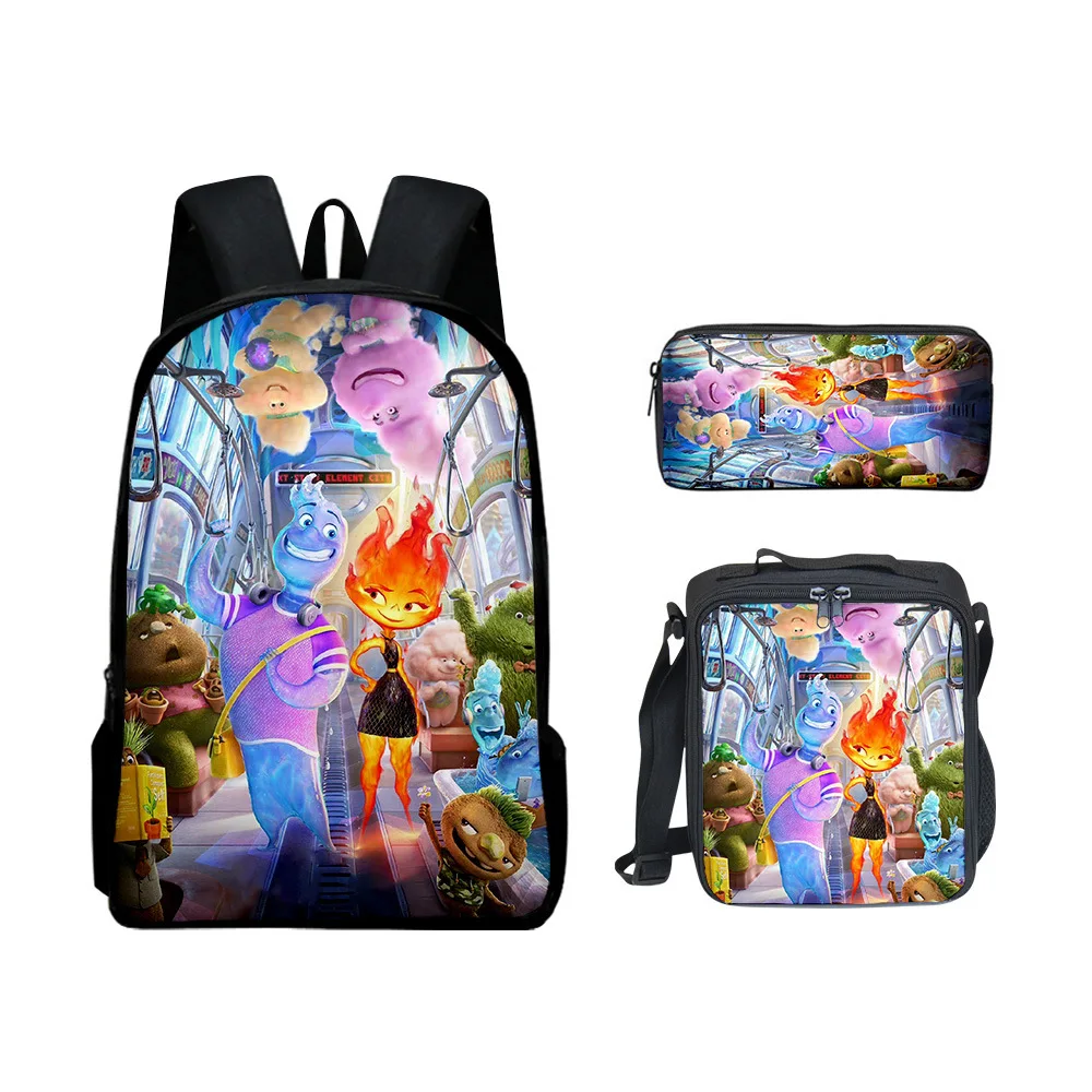 Classic Fashion Funny Elemental 3D Print 3pcs/Set pupil School Bags Laptop Daypack Backpack Lunch bag Pencil Case