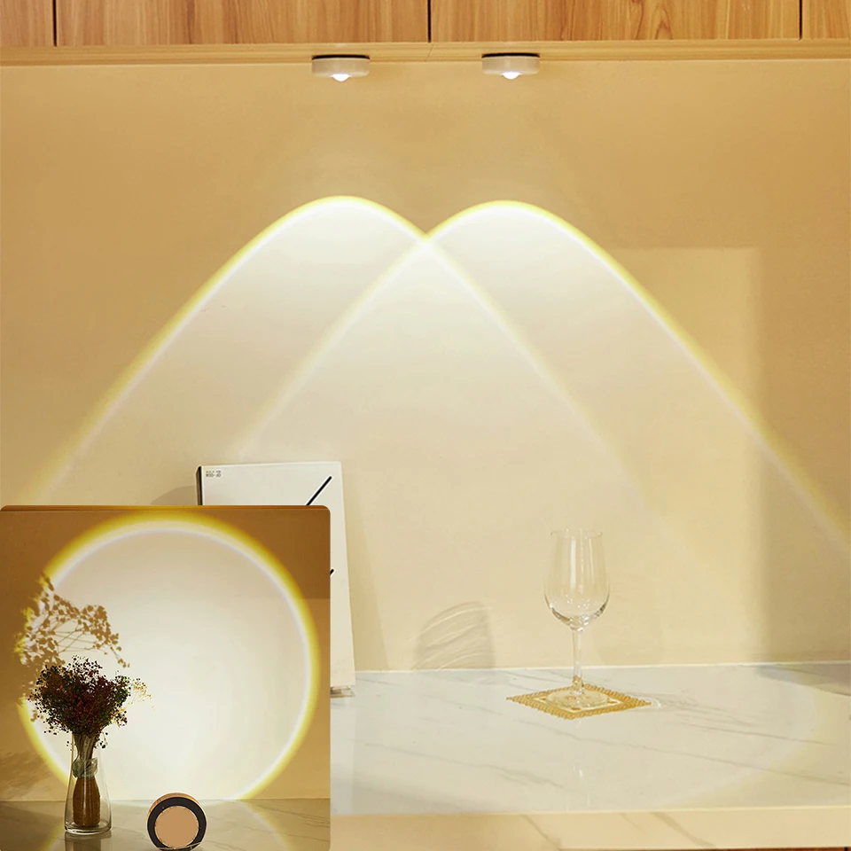 Battery Powered Touch LED Cabinet Lights Stick On Wall Sunset Lamp for Kitchen Bedroom Closet Cupboard Night Light Decoration led night light,led cabinet light,cabinet lights,led cabinet lights,under cabinet light