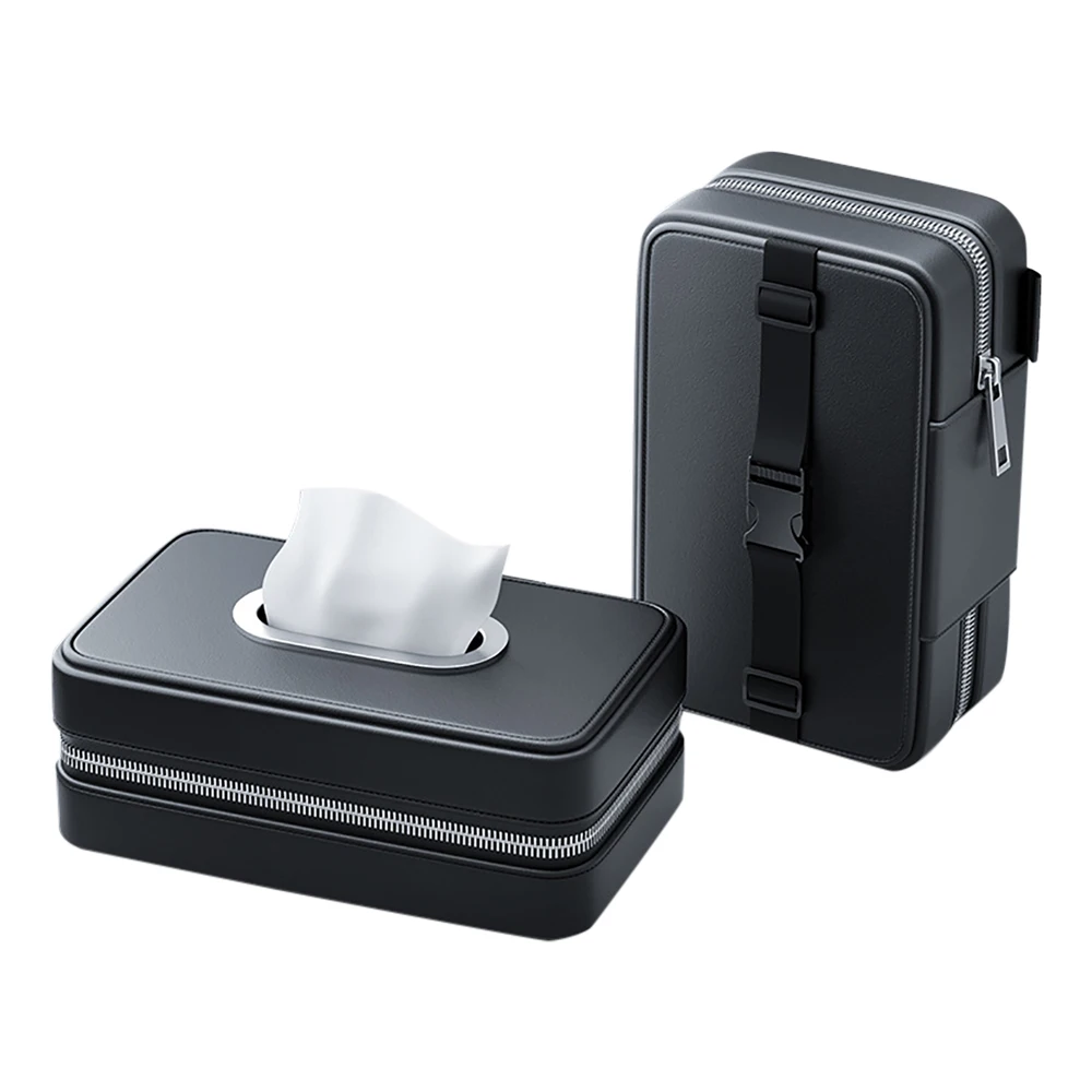 

1pcs Car Tissue Box Holder Leather Car Center Console Armrest Napkin Box Sun Visor Backseat Tissue Case with Fix Strap