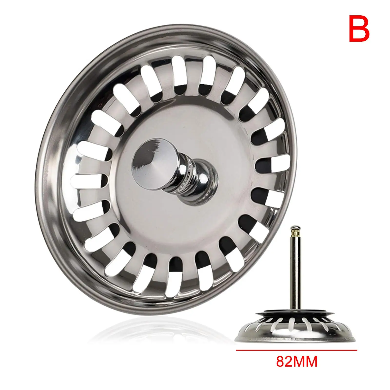 Description Picture 6 of itemStainless Steel Replacement Strainer 79mm 82mm Kitchen Sink Waste Leach Plug Basin Stopper Strainer Water Drainer Filter Ba N4V3